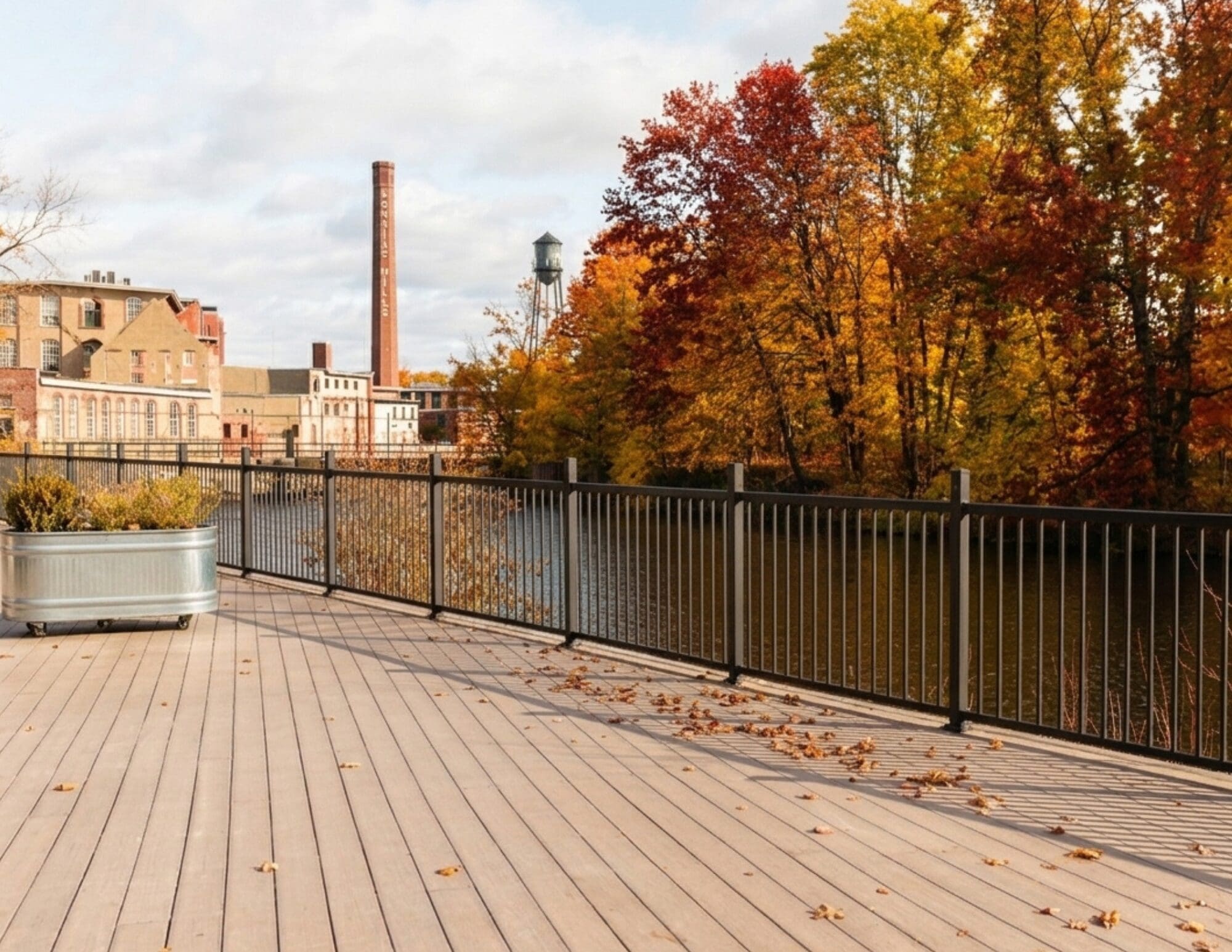 Fall view of the Pawtuxet River at The Brook Kitchen + Bar.